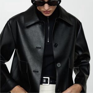 Mango Faux Black Leather Jacket